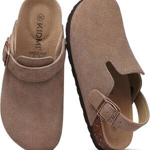 Women's Suede Clogs Casual Slip-On with Cork Footbed and Back Strap